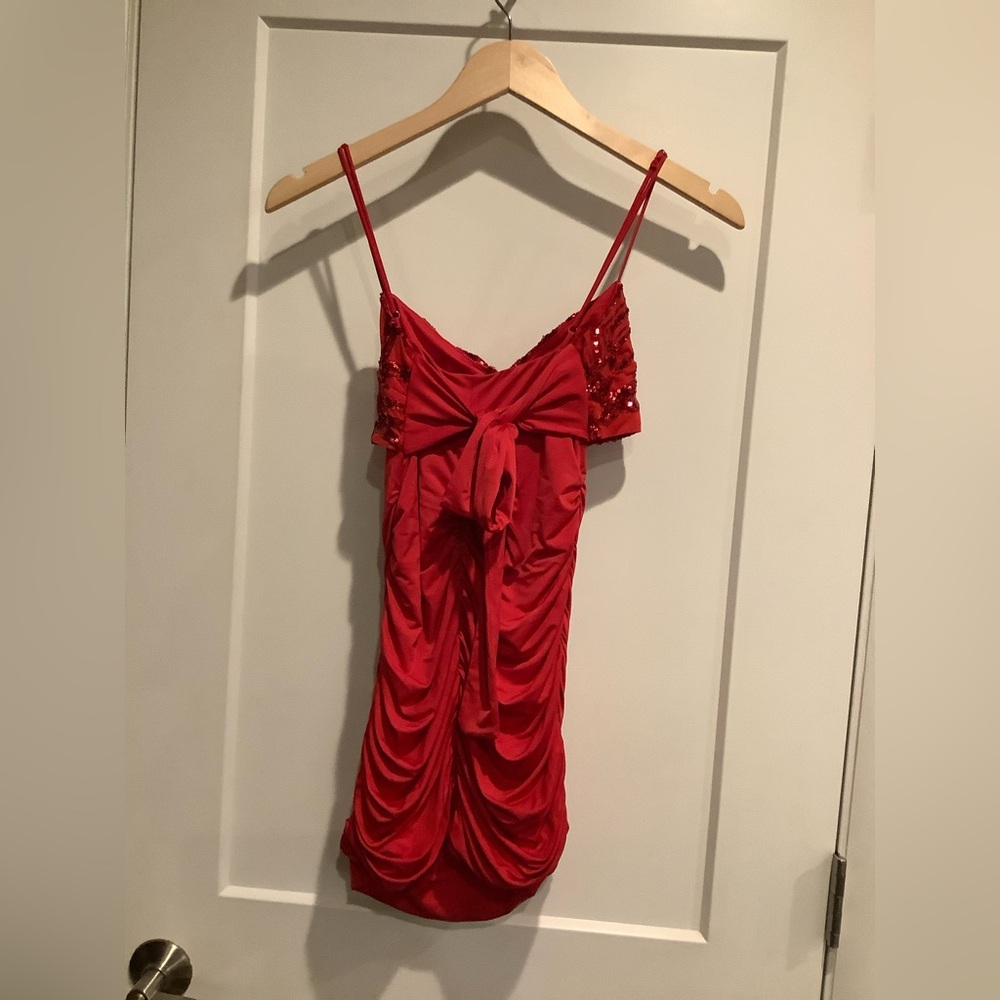 Lucy in the Sky HOCO Red Mini Dress with Sequins - Picture 2 of 8